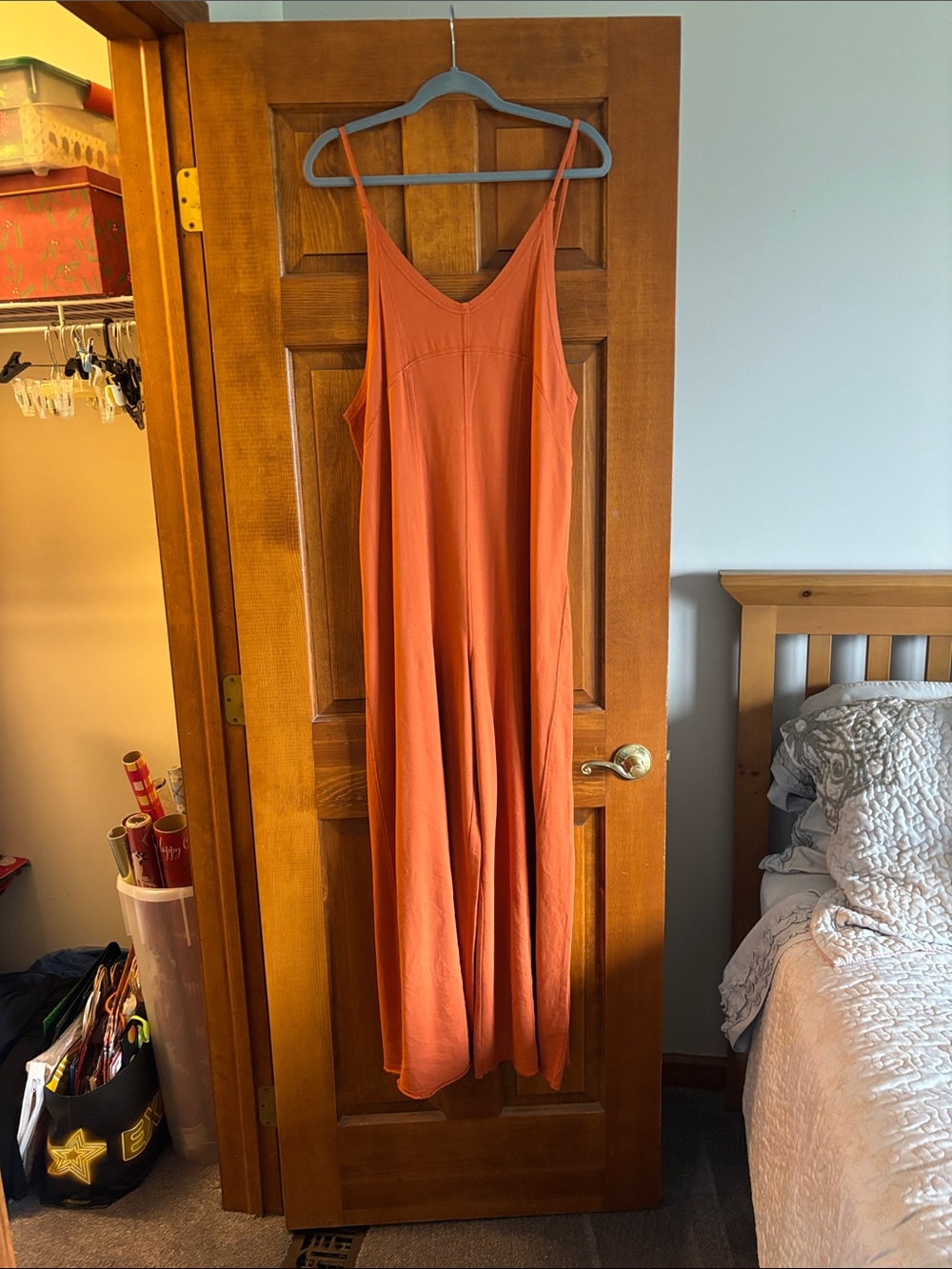 Urban Outfitters Sleeveless V-Neck Wide-Leg Jumpsuit— Terra Cotta Size Medium